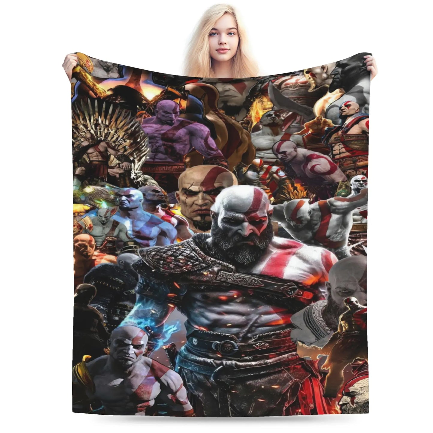God of War Game Gamers Kratos Blanket  Decorative Flannel Bedding Throws For Couch Chair Sofa Bed Soft Bedspread Gift Idea