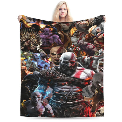 God of War Game Gamers Kratos Blanket  Decorative Flannel Bedding Throws For Couch Chair Sofa Bed Soft Bedspread Gift Idea