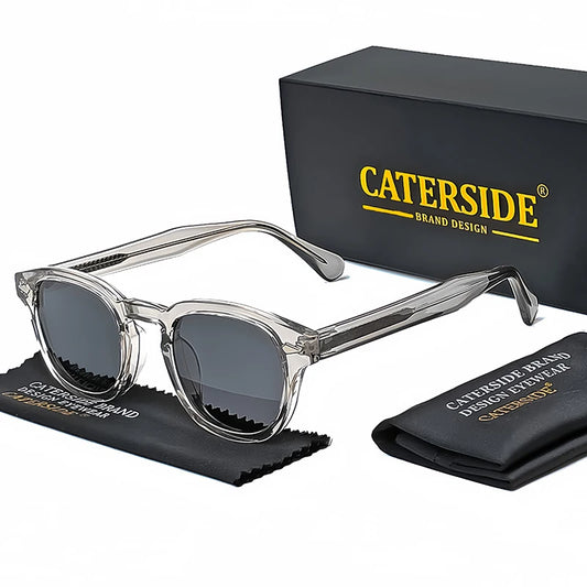 CATERSIDE Retro Small Circular Sunglasses Men Punk Propionic Luxury Brand Design Sun Glasses Women Business Party Eyewear UV400
