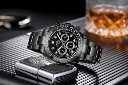 Automatic Mens Watch Mechanical Self Wind Movement Gold Black Stainless Steel Diamonds Stone Sports Luxury Fashion Watches