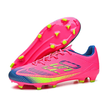 Chaussures de football classiques AG/FG, crampons longs résistants à l'usure en TPU, tige en tissu mélangé PU, antidérapantes et confortables pour le football en plein air pour enfants