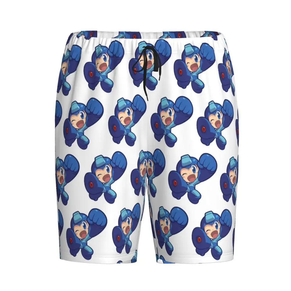 Custom Megaman Video Game Mega Man Short Pajama Pants Men Sleepwear Sleep Lounge Bottom Shorts Sleeping Pants