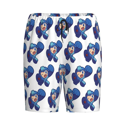 Custom Megaman Video Game Mega Man Short Pajama Pants Men Sleepwear Sleep Lounge Bottom Shorts Sleeping Pants