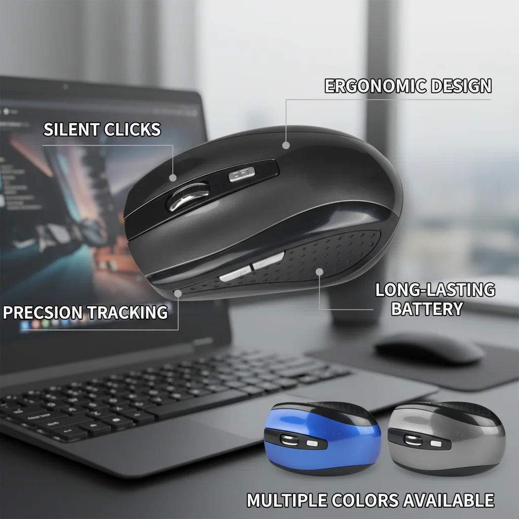2.4G Wireless Mouse,7500 DPI,6 Buttons, 4-Ways Scroll Optical Gaming Mouse,Ergonomic Design For Desktop&Macbook PC Laptop