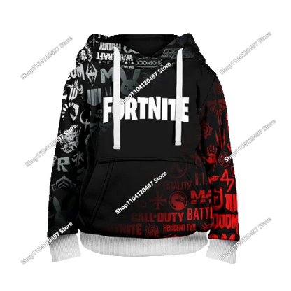 Children's Fortnite Hoodies Cartoon Casual Hooded Coat Autumn Men Soft Pocket Sweatshirts Male Loose Tops Long Sleeve Clothes