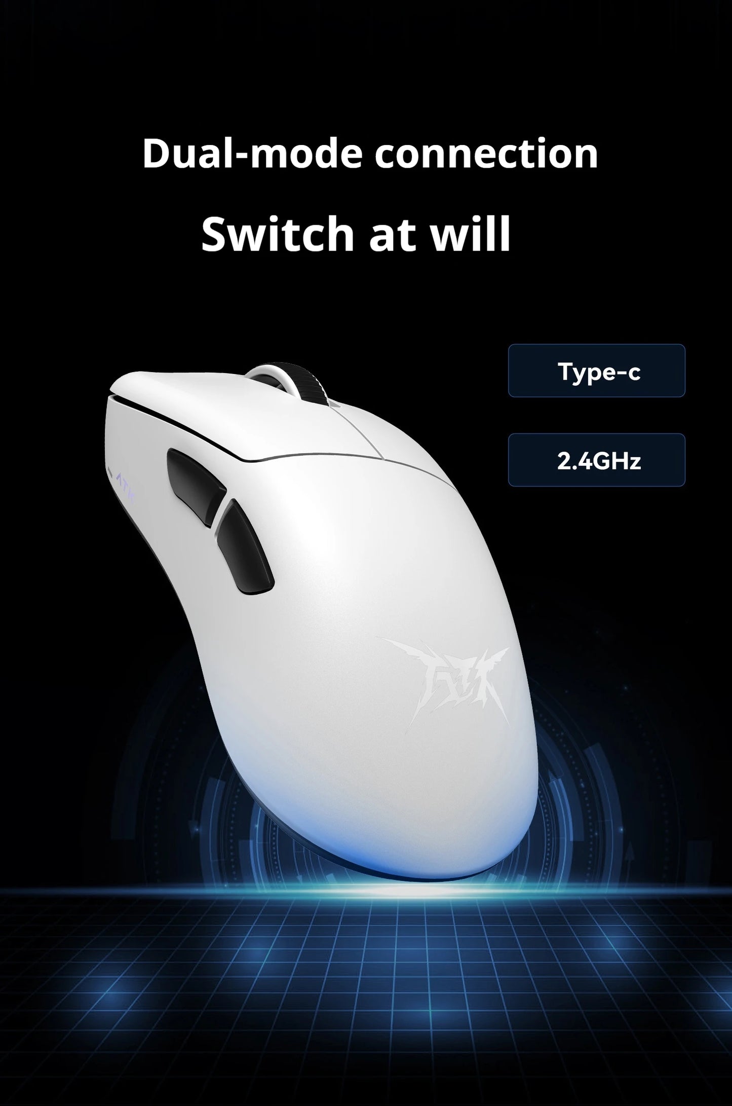 ATK Z1 Pro Max Ultra Wireless -pelihiiri, mukautetut tassut, PAW3950, Ultra Smart Speed Wireless, 8k Polling Rate, 0.39ms matala viive