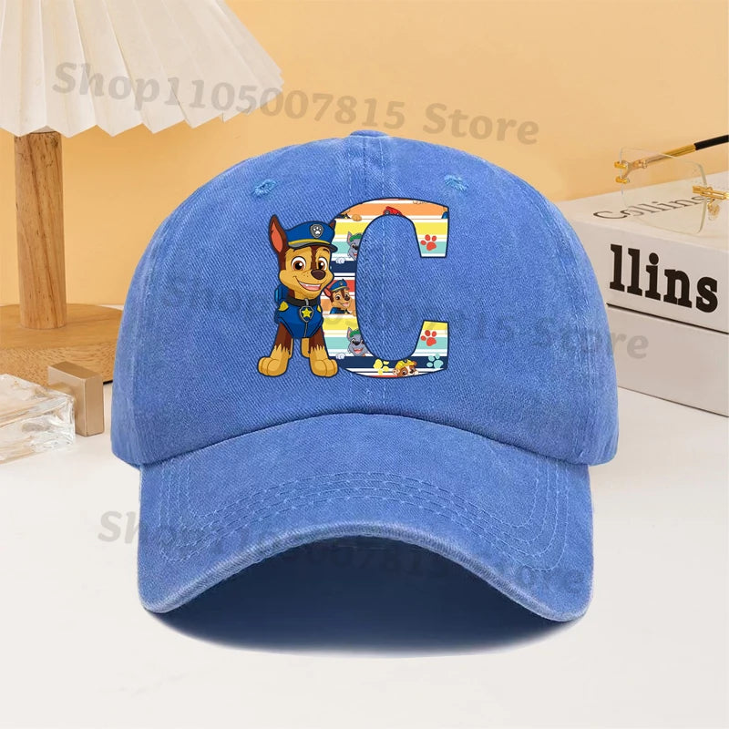 Paw Patrol Fashion Baseball Cap for Men Women Cartoon Letter A-Z Printed Peaked Caps Male Female Summer Hip Hop Sunshade Hat