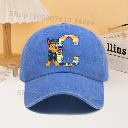 Paw Patrol Fashion Baseball Cap for Men Women Cartoon Letter A-Z Printed Peaked Caps Male Female Summer Hip Hop Sunshade Hat