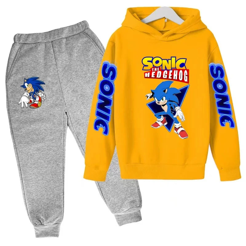 Kids Supersonic Clothing Jogging Blue Sweatshirt Top Coat+Pants Two-piece set Hoodie Boys Girls3-12Yrs Clothes Casual Sports Set
