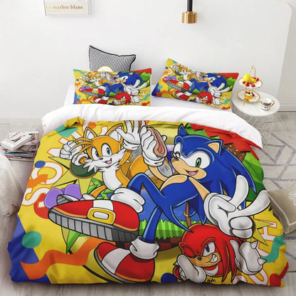 New Duvet Cover Sonic 3D Exquisite Cartoon Anime Digital Printing Bedding Set Comforter Bed Youth Home Decor Children Kids Boys