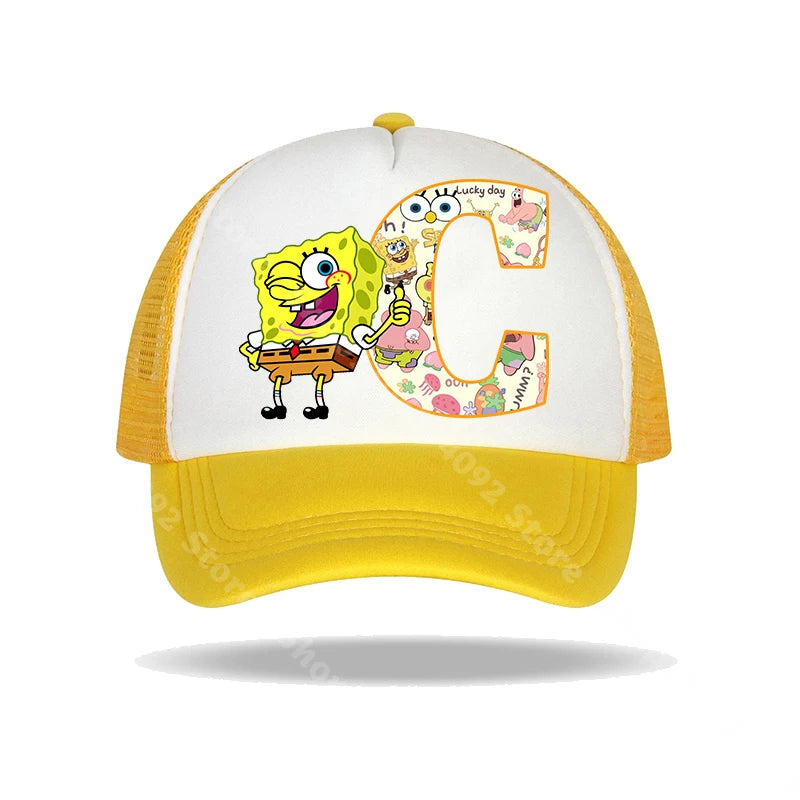 SpongeBob SquarePants basebollkeps för barn och vuxna med bokstavstryck, solhattar, anime, tecknad film, justerbara kepsar med skärm, sommarhattar, vardagshattar, ny