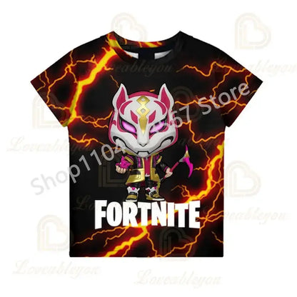 T-shirt de Verão F-Fortnited para Crianças 100-160cm, Promoção Especial, para Meninos, Bebés e Crianças Pequenas, T-shirts Divertidas de Gaming, Moda para Meninas e Meninos, Presente de Aniversário
