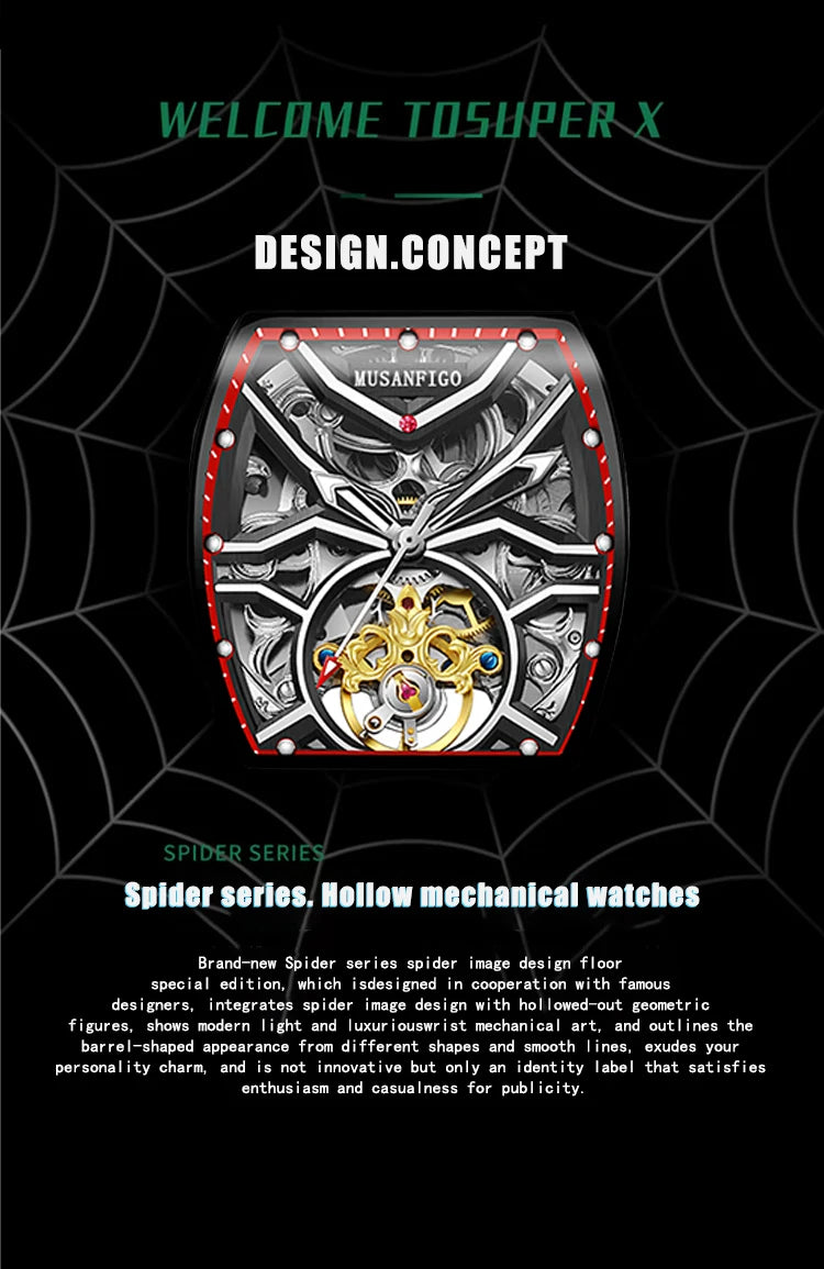 Fully automatic skeleton mechanical watch, fashionable personality, luxury hot men's watch, casual business watch