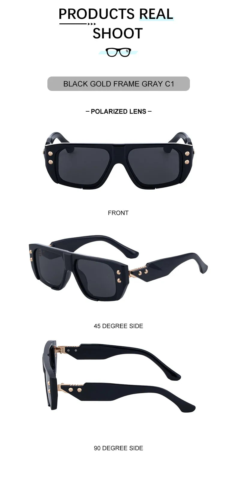 Polarized Steampunk Square Sunglasses Men 2026 Luxury Brand Punk Big Frame Driving Sun Glasses Fashion Eyewear For Male Shades