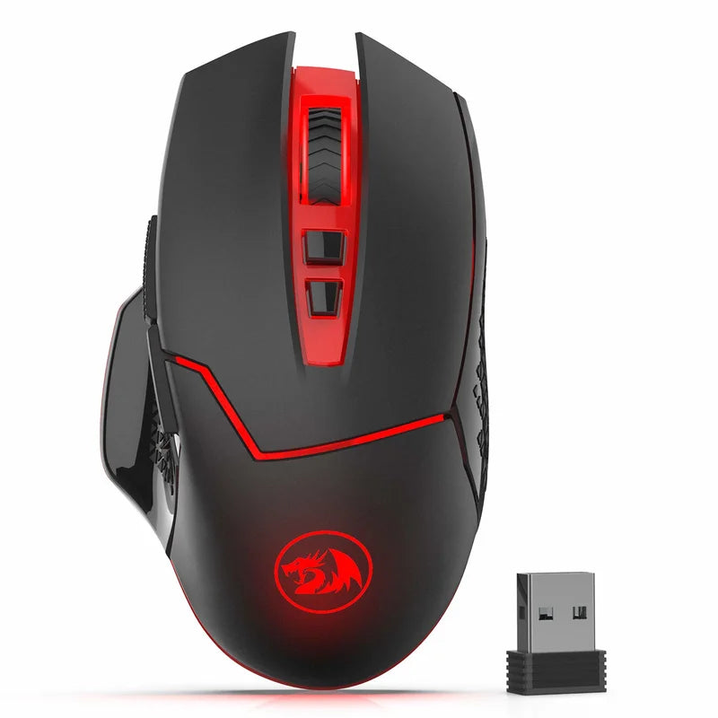 Mouse gaming wireless Redragon M690-1 2.4Ghz cu schimbare DPI, 2 butoane laterale, 2400 DPI, design ergonomic, 8 butoane - mouse negru
