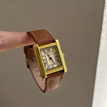 Luxury Square Small Watch Retro Womens Girls Quartz Watches Tiny Female Watch for Women Dresses Lady Fashion Gift for Girlfriend
