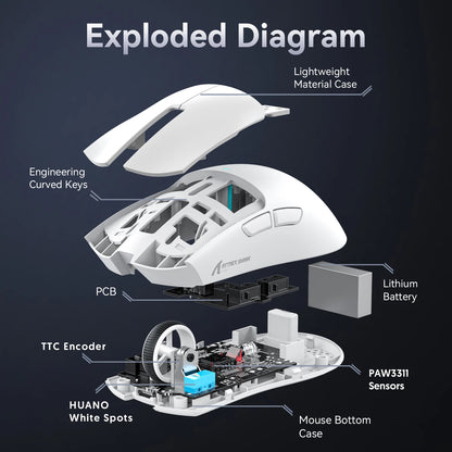 Attack Shark R1/X11 Tri-Mode Ασύρματο Gaming Ποντίκι 18K DPI PAW3311 Bluetooth/2.4GHz/Ενσύρματο Ελαφρύ Προγραμματιζόμενο για PC/Laptop