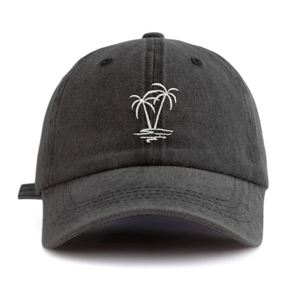 1pc Coconuttree Embroidery Washed Baseball Cap For Adults,Minimalist Retro Style Casual Soft Adjustable Dad Hat, Perfect As Gift