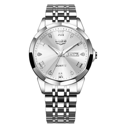 Relógio de pulso de quartzo para mulher LIGE – Elegante e luxuoso, com indicação da data e do dia da semana – Relógio simples e à prova de água, ideal como presente para mulher