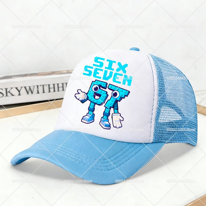 Steal A Brainrot Mesh Baseball Caps Cartoon 67 Six Seven Adult Kids Sports Hats Boys Girls Summer Outdoor Sunshade Peaked Caps