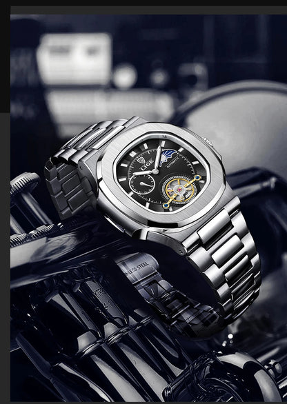 LIGE Watch For Man Luxury Business Waterproof Luminous Mechanical Watches Fashion Moon Phase Automatic Movement Men's Watches
