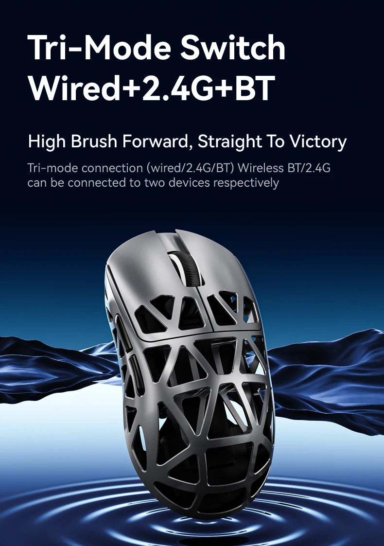 Attack Shark R2 vezeték nélküli gamer egér PAW3950 8K, könnyű magnéziumötvözet gamer egér, Bluetooth tri-mode kapcsolattal játékhoz/irodai használatra