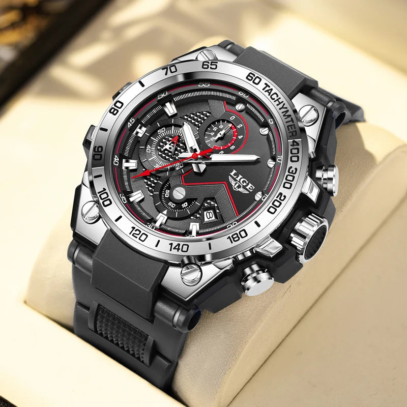 LIGE Luxury Military Watch For Men Waterproof Luminous Silicone Man Watch Quartz High Quality Men's Sports Watches Male Relojs