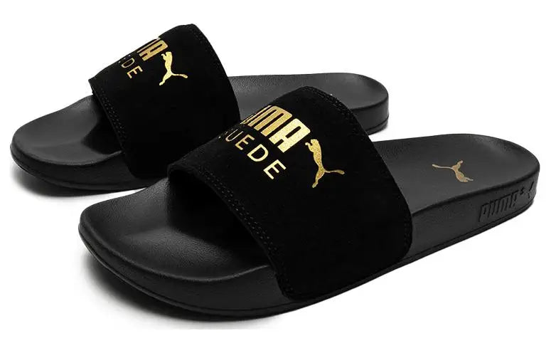 Sandales Puma décontractées, confortables, à motifs totem, chaussures noires et dorées, 398678-01