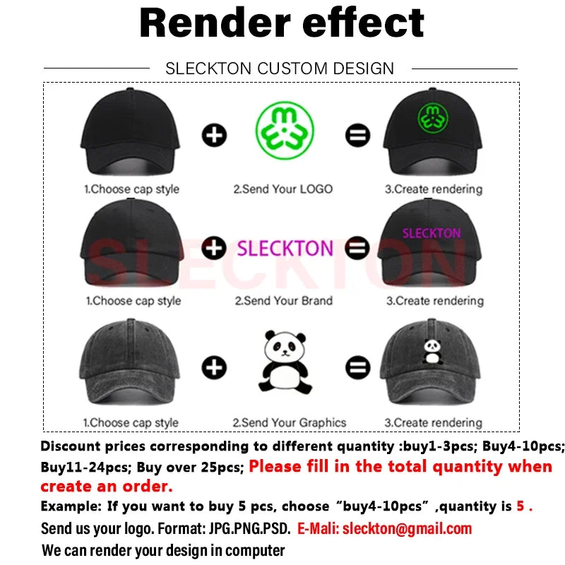 SLECKTON Custom Logo Hats High-quality Hiphop Snapback Caps Letter Embroidery Brand Design Trucker Cap Wholesale Hat Adult