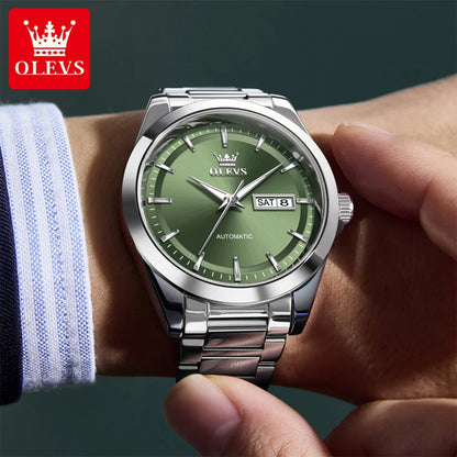OLEVS 7090 Mens Watch Luxury Original Automatic Mechanical Watch Chronograph Week Date Watches For Man Waterproof Luminous