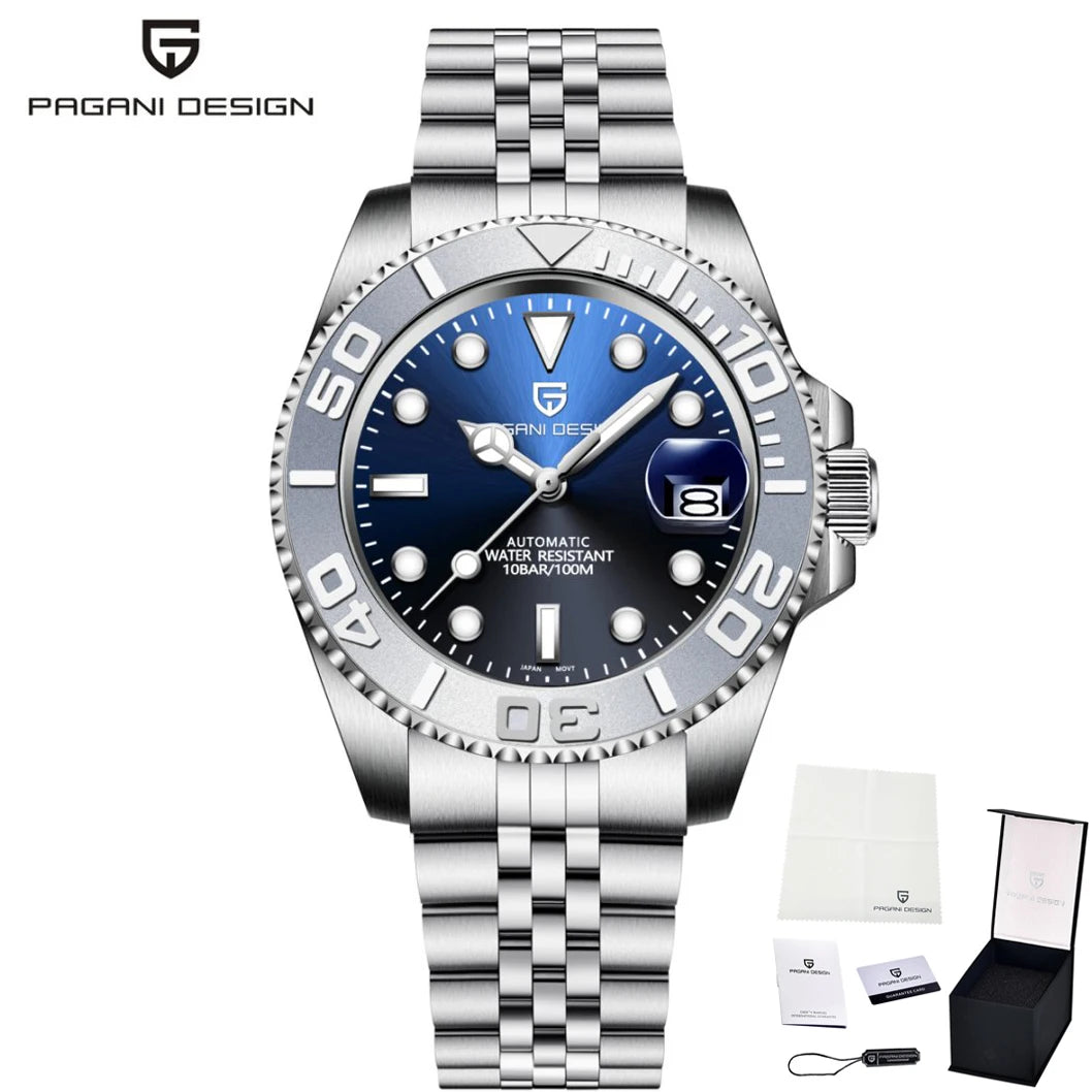 PAGANI DESIGN Luxury Mechanical Automatic Men's Watch Rose Gold Ceramic Rotating Frame Top Business watches for man reloj hombre