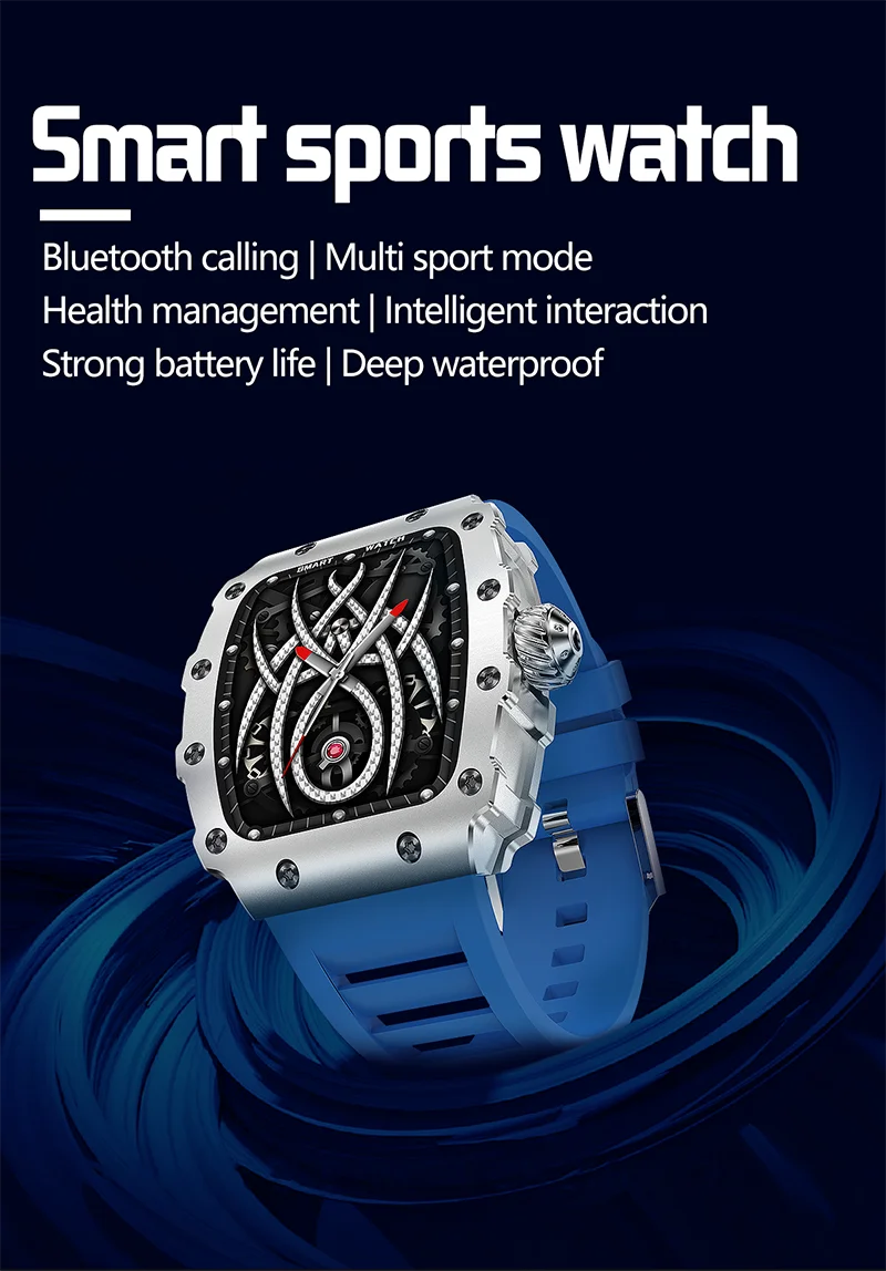 New Trend Smart Watch 1.76 inch AMOLED 3D Dynamic Dial IP67 Waterproof Bluetooth Call NFC Voice Assistant Men Sports Smartwatch