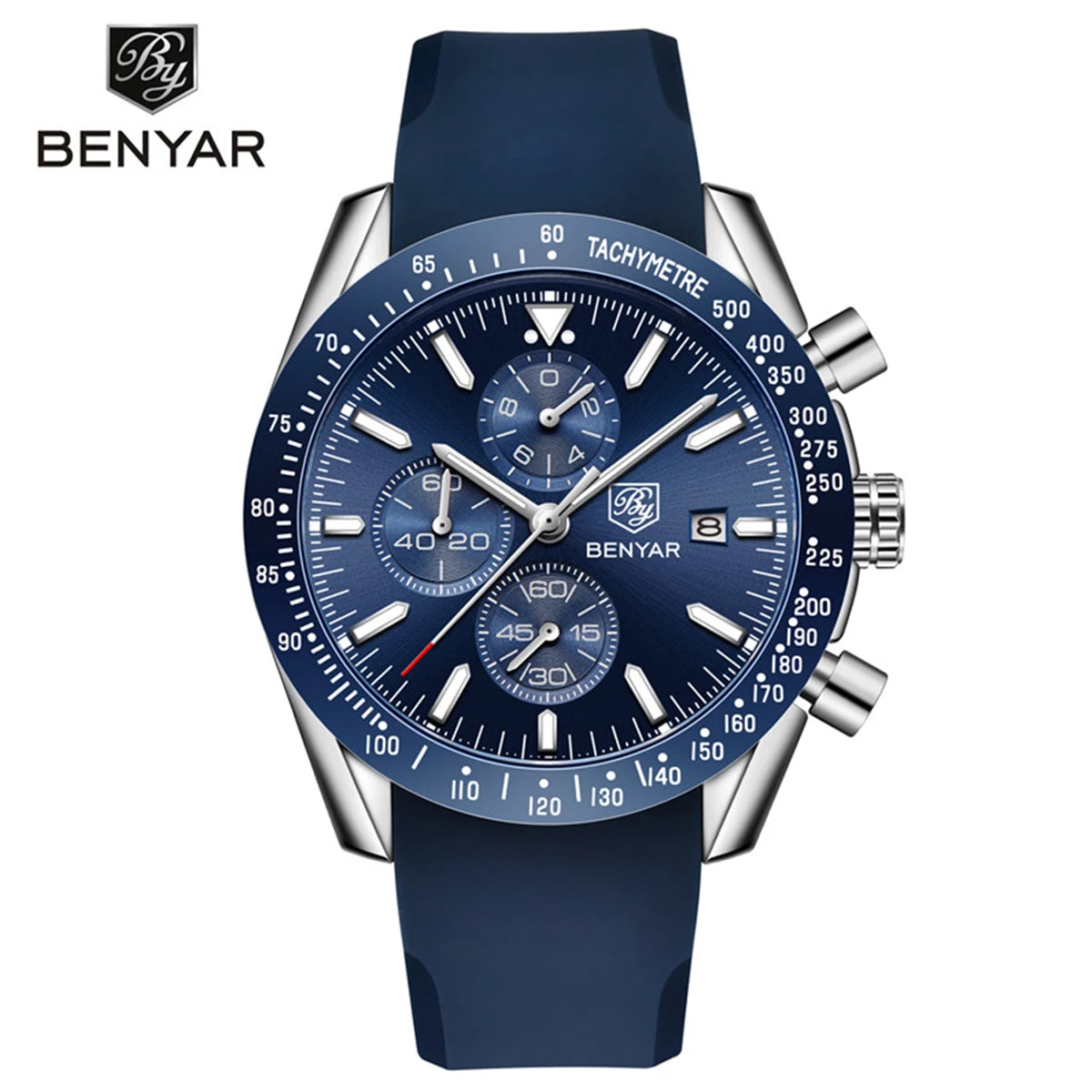 Relógios de luxo para homem BENYAR – Relógios de pulso de quartzo com bracelete em pele, resistentes à água até 30 m, estilo desportivo.