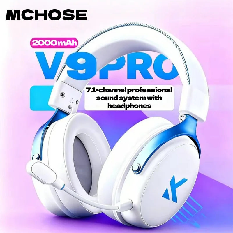 MCHOSE V9 Pro Gaming Wireless Headset 7.1 Surround Sound Headphones Noise Canceling Mic Low Latency Lightweight for PS5 PC SWITCH