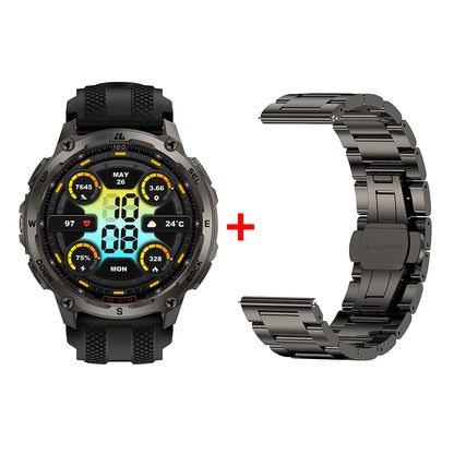 KOSPET Tank T4 Men's Rugged Smart Watch Military Grade Full Stainless Steel GPS 100M Waterproof 45M Freediving Health Monitor