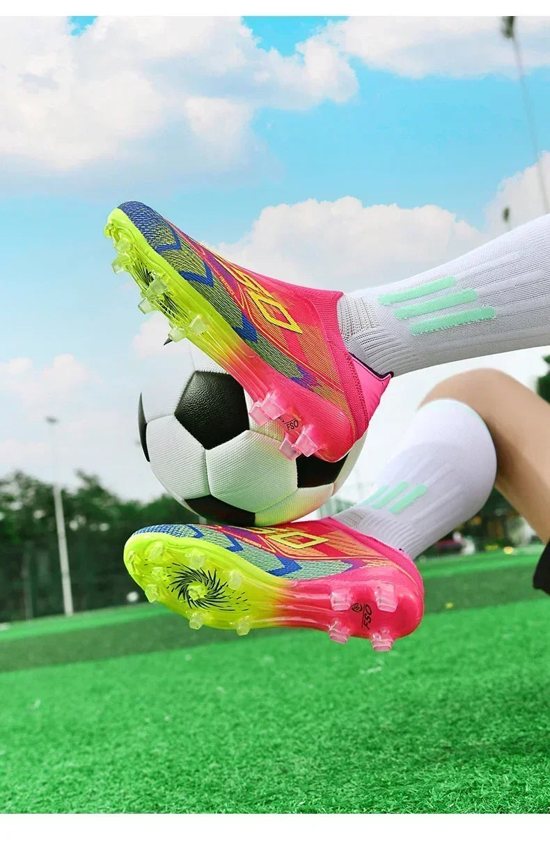 Nouvelles chaussures de football pour hommes, de haute qualité, très vendues, antidérapantes, mi-hautes, légères, pour l'extérieur, crampons de match, pour l'entraînement sur gazon.