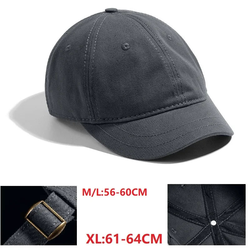 Big Head Hat Back Closed 5cm Short Brim Baseball Cap for Men Mesh Fitted Caps Stretchy Full Closed Caps 56-60cm 61-65cm