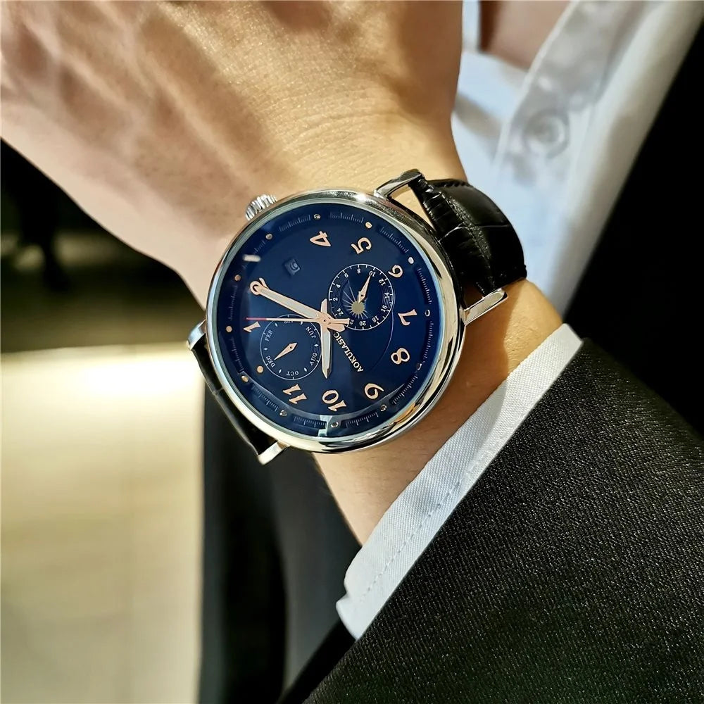 High-End Luxury Men's Mechanical Watch, Fully Automatic Skeleton Design, Fashionable Business Casual Niche Versatile Stylish Trendy Men's Wristwatch, Best-Selling Watch, Top Choice for Men's Gifts, Brand Name Watch, Preferred