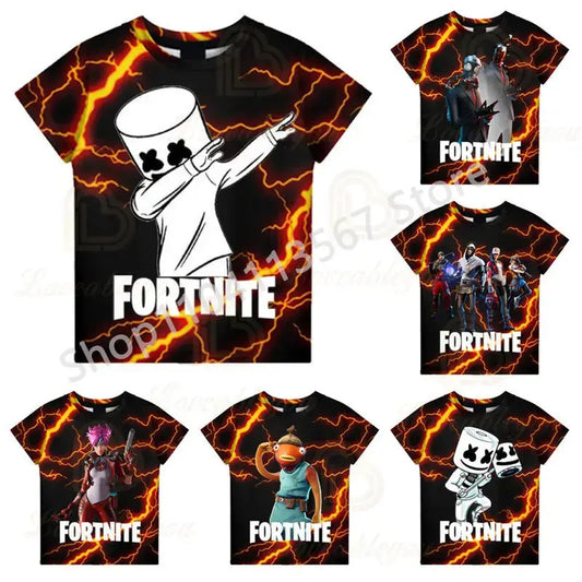 T-shirt de Verão F-Fortnited para Crianças 100-160cm, Promoção Especial, para Meninos, Bebés e Crianças Pequenas, T-shirts Divertidas de Gaming, Moda para Meninas e Meninos, Presente de Aniversário