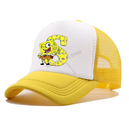 Spongebobs Baseball Cap for Kids Adult Cartoon Letter Mesh Cap Kawaii  Peaked Hat Yellow Summer Cap Girls Boys Accessories Gift