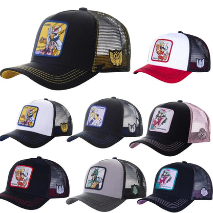 Anime Saint Seiya Cotton Baseball Cap Adjustable Men Women Hip Hop Mesh Trucker Mesh Summer Sun Shading Breathability Cap Hat