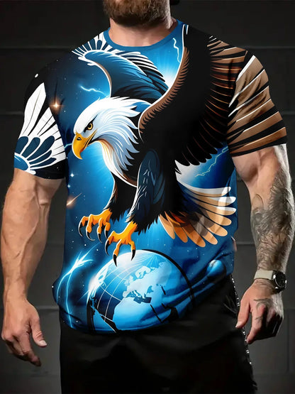 Fashion Eagle Grafik-T-Shirts Luxus-T-Shirt Sommer-T-Shirts für Herren Freizeit-Oberteile Kurzarm-T-Shirt 3D-Druck Herrenbekleidung