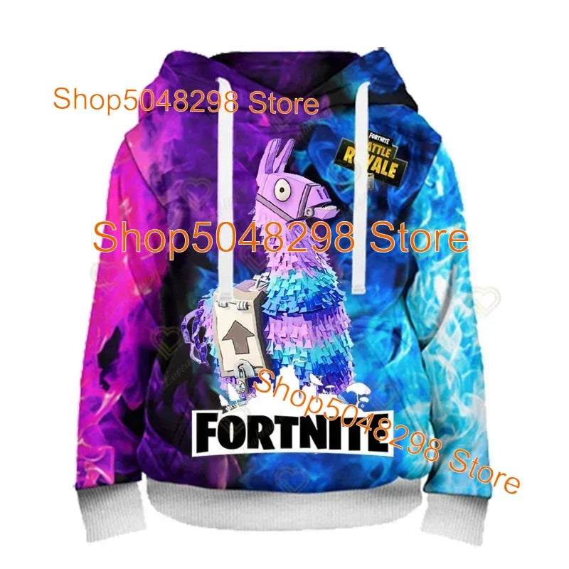 Sweatshirt com capuz para homem e mulher com estampado 3D Battle Royale Fortnite Victory — hoodie streetwear com capuz para rapazes e raparigas