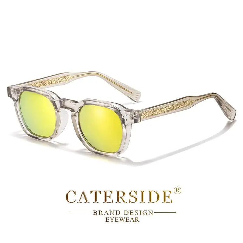 CATERSIDE Fashion Mirror Men Polarized Sunglasses Luxury Core Insert Leg Design Sun Glasses Women Party Outdoor Travel Glasses