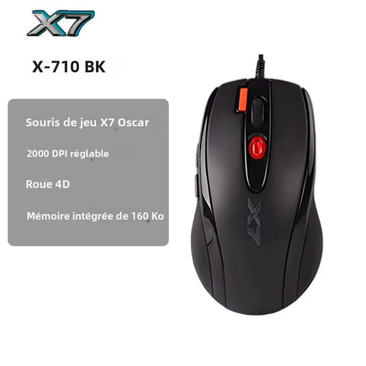 Геймърска мишка A4TECH X7 X-710BK Oscar, 2000DPI, 1000HZ, 4D колелце, 160K вградена памет, Oscar Mouse Editor, без драйвер