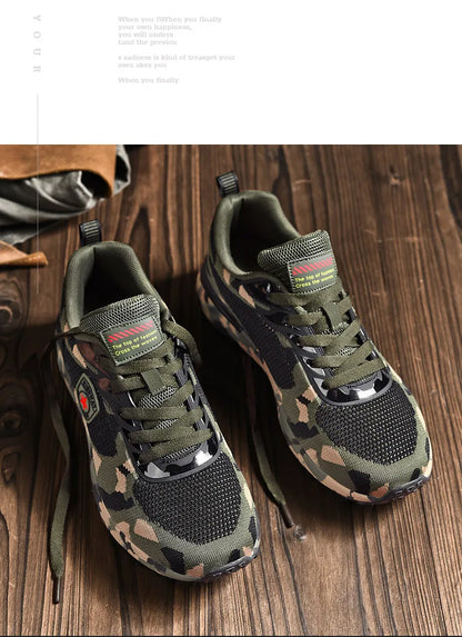 Men's camouflage breathable sports shoes are comfortable and non slip soft soled shoes suitable for men's outdoor activities