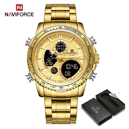 Montre de sport pour homme NAVIFORCE – Montre-bracelet originale de luxe en acier inoxydable, modèle militaire étanche à double affichage