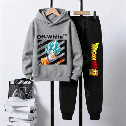 Kids Dragon Ball Camo Goku Printed Hoodie Set Casual Loose Comfortable Long Sleeve Sweatshirt Pants 2 Piece Outfits for Boys