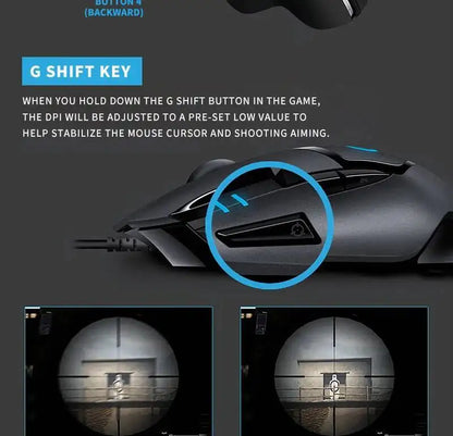 „Logitech G402“ žaidimų pelė su „Fusion Engine“ technologija, 4 DPI nustatymais, 32 bitų procesoriumi ir neslystančia danga profesionaliam konkurenciniam žaidimui