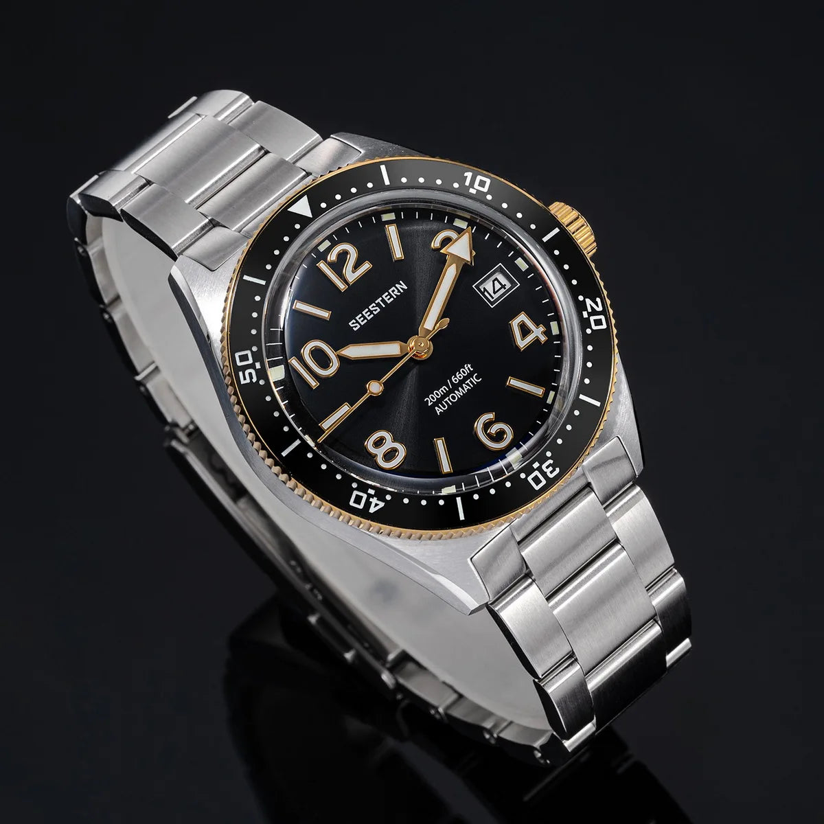 SEESTERN Diver Men's Watch Automatic Mechanical Wristwatches NH35 Movement Ceramic Bezel 20Bar Waterproof Sapphire Luminous S434-2